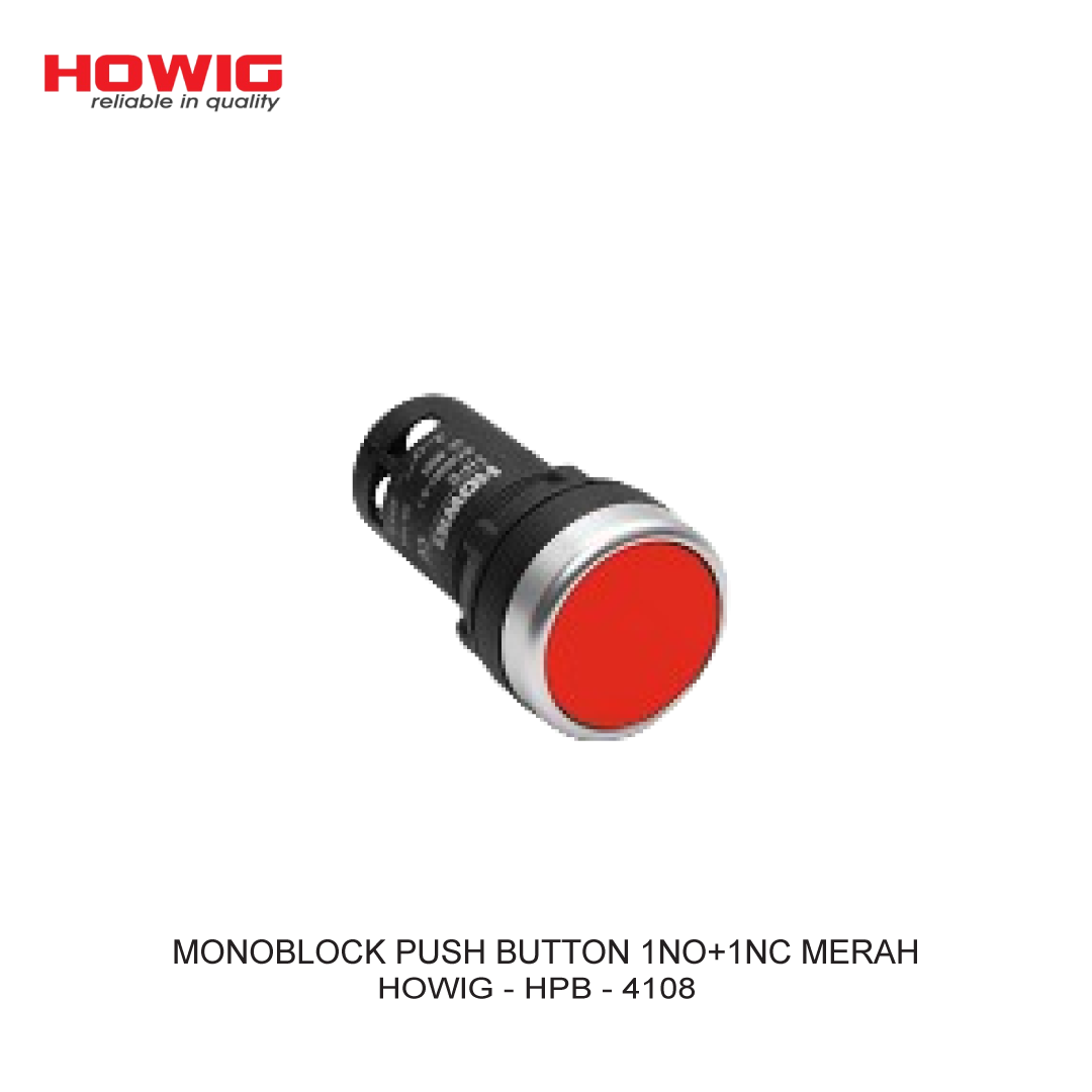 MONOBLOCK PUSH BUTTON 1NO+1NC MERAH