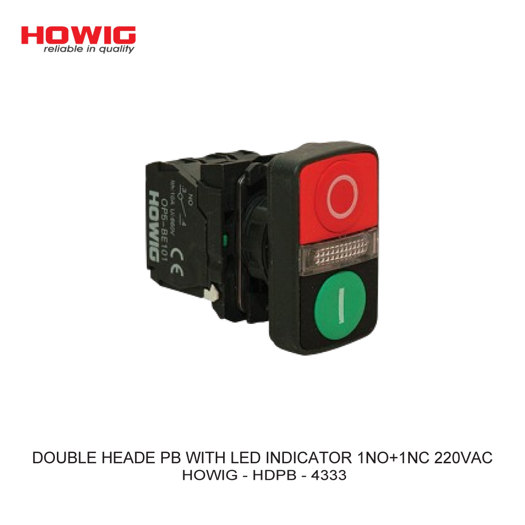 DOUBLE HEADE PB WITH LED INDICATOR 1NO+1NC 220VAC