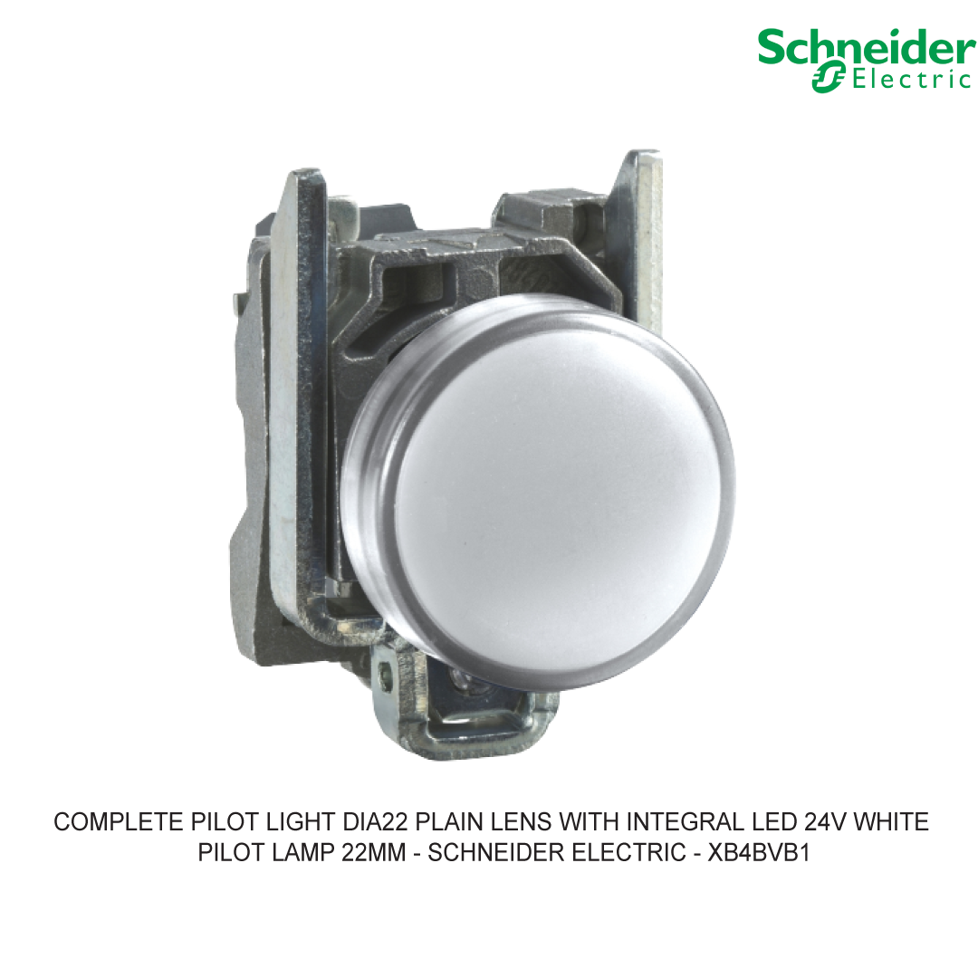 COMPLETE PILOT LIGHT DIA22 PLAIN LENS WITH INTEGRAL LED 24V WHITE