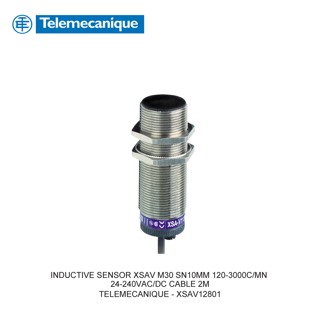 INDUCTIVE SENSOR XSAV M30 SN10MM 120-3000C/MN 24-240VAC/DC CABLE 2M