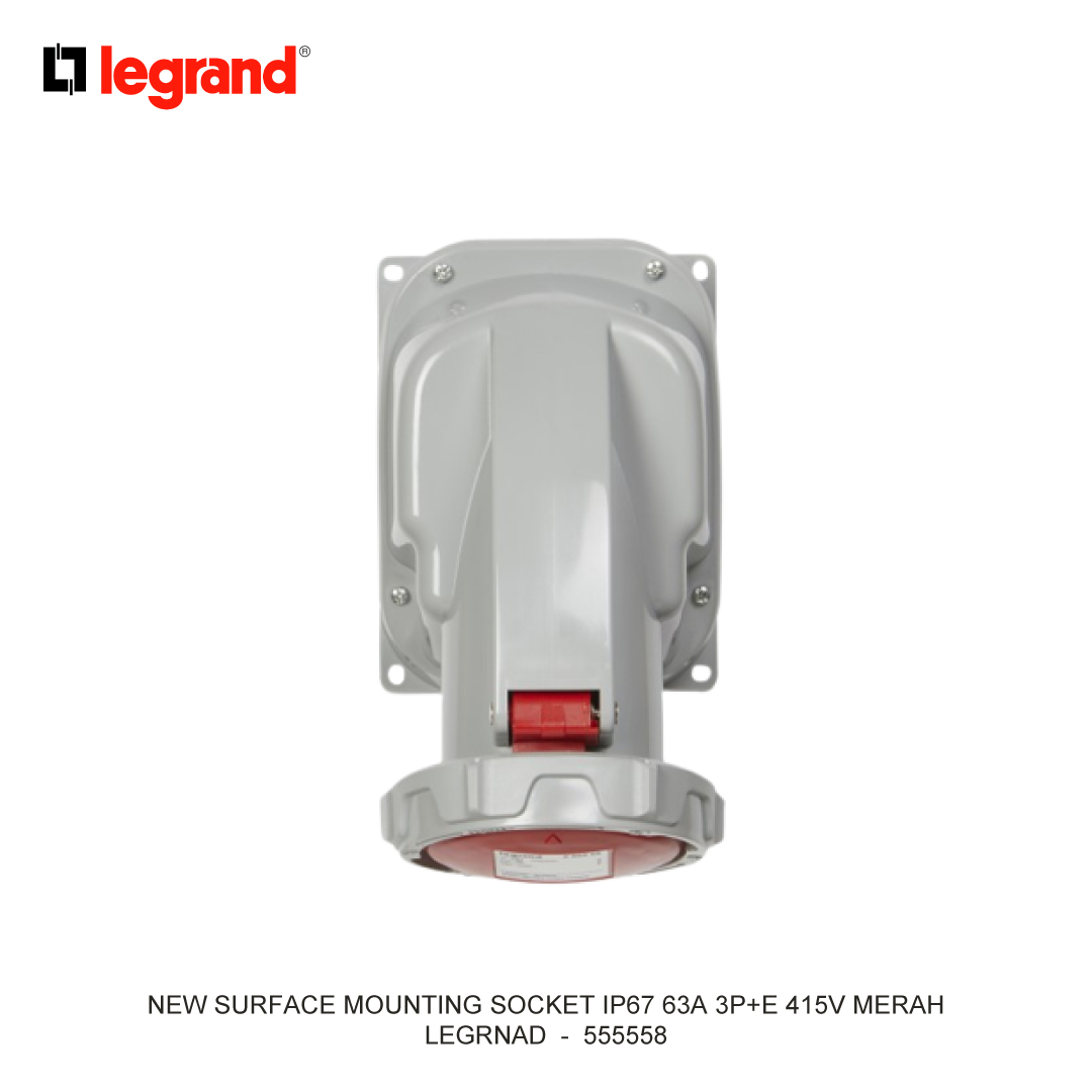 NEW SURFACE MOUNTING SOCKET IP67 63A 3P+E 415V RED
