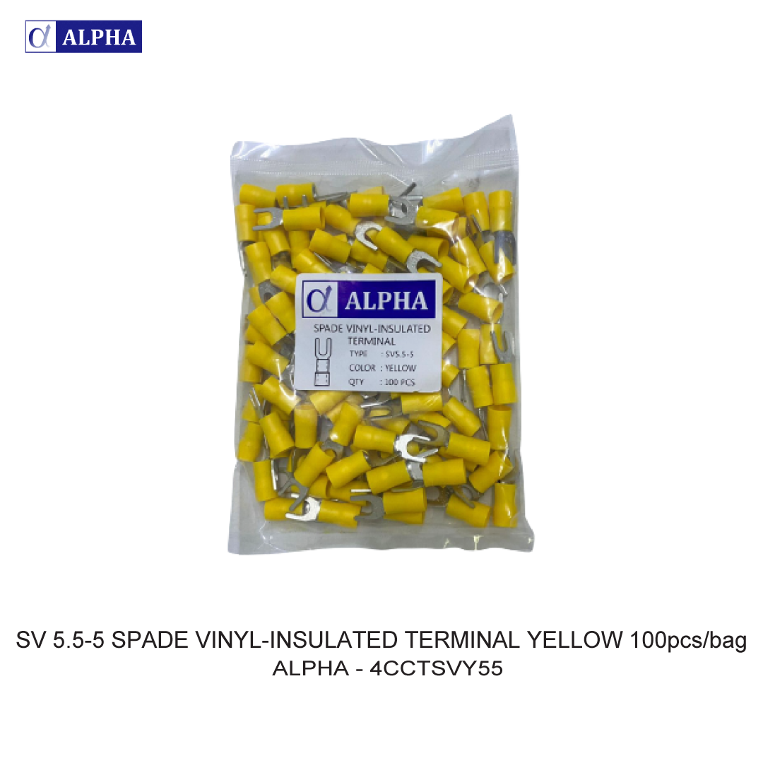 SV 5.5-5 SPADE VINYL-INSULATED TERMINAL YELLOW 100pcs/bag