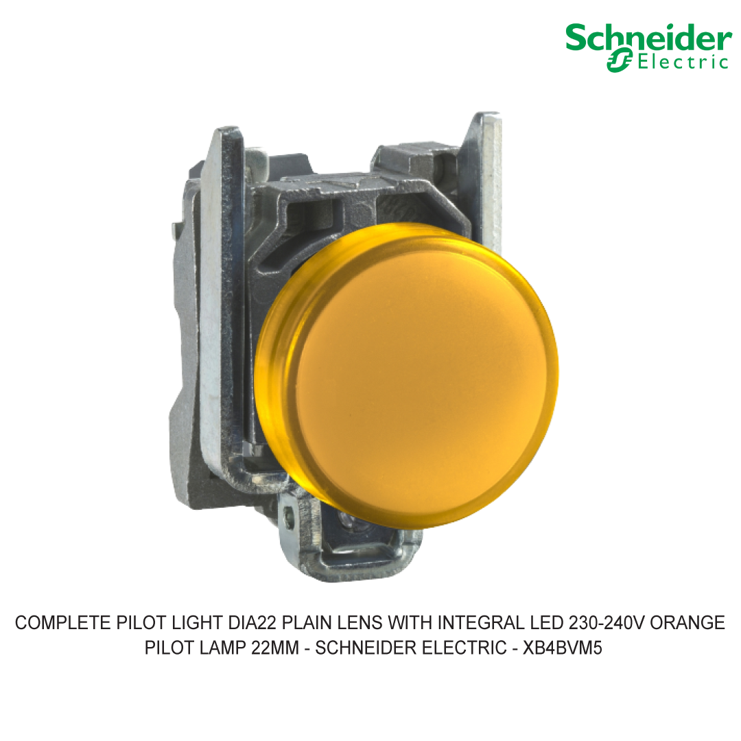 COMPLETE PILOT LIGHT DIA22 PLAIN LENS WITH INTEGRAL LED 230-240V ORANGE