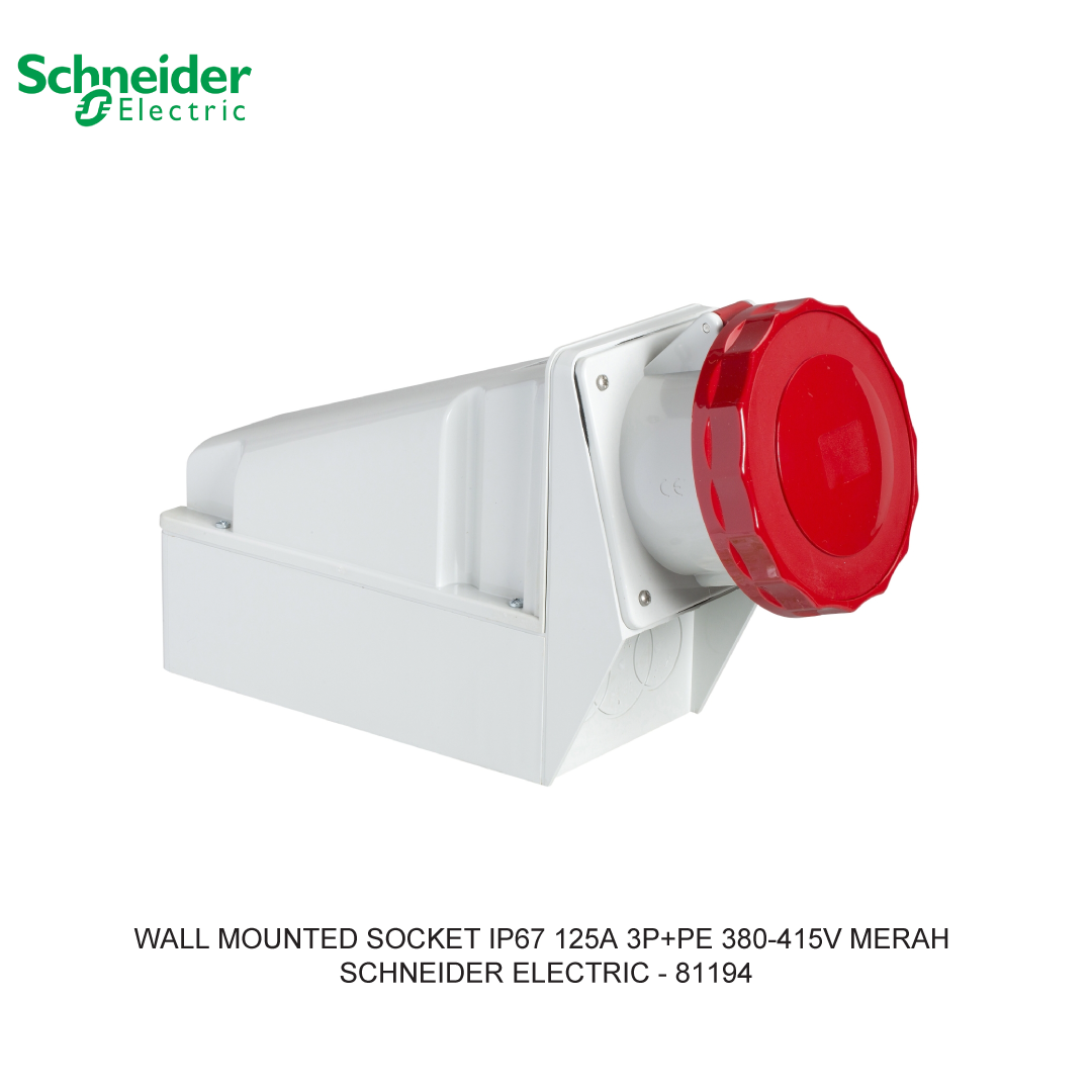 WALL MOUNTED SOCKET IP67 125A 3P+PE 380-415V MERAH