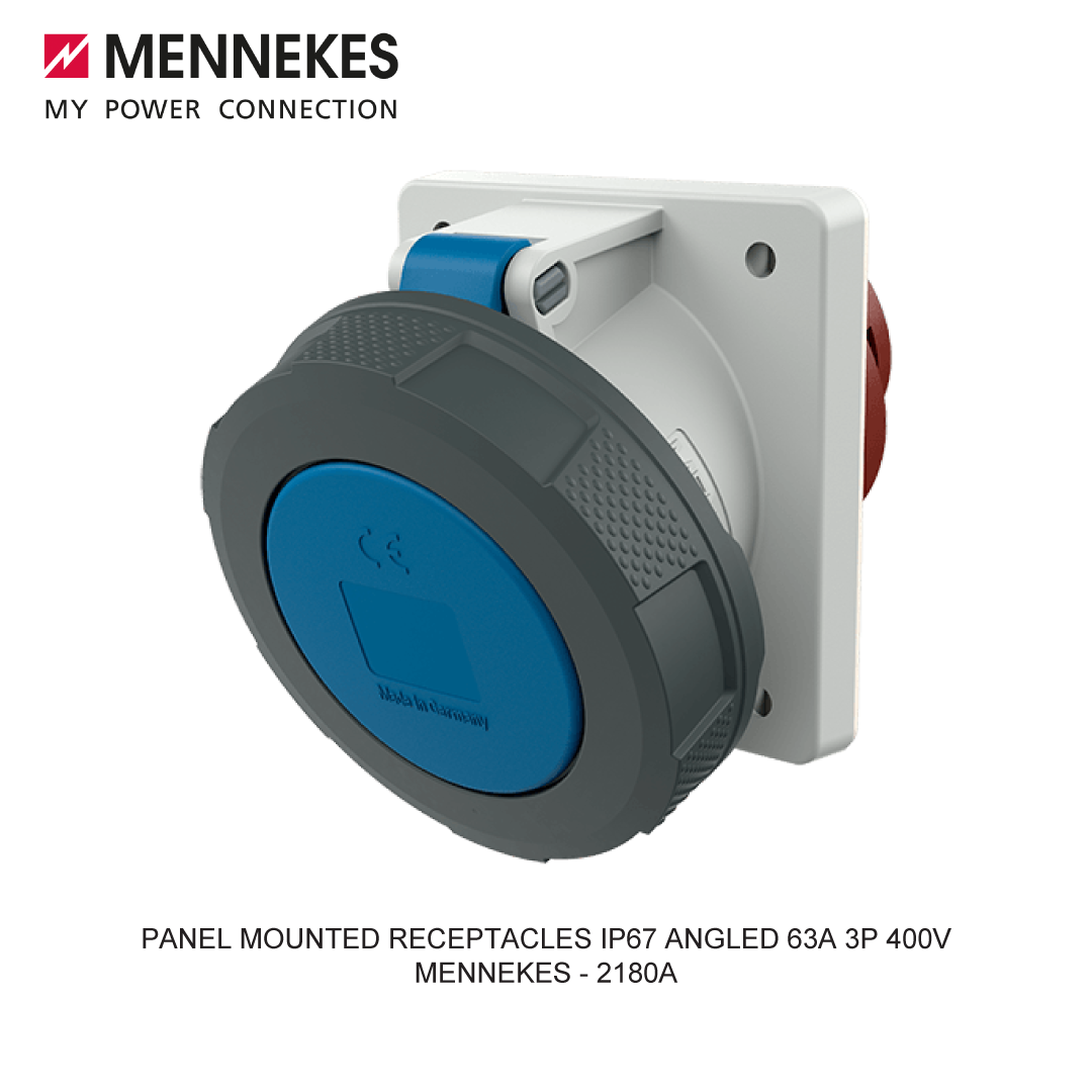 PANEL MOUNTED RECEPTACLES IP67 ANGLED 63A 3P 400V
