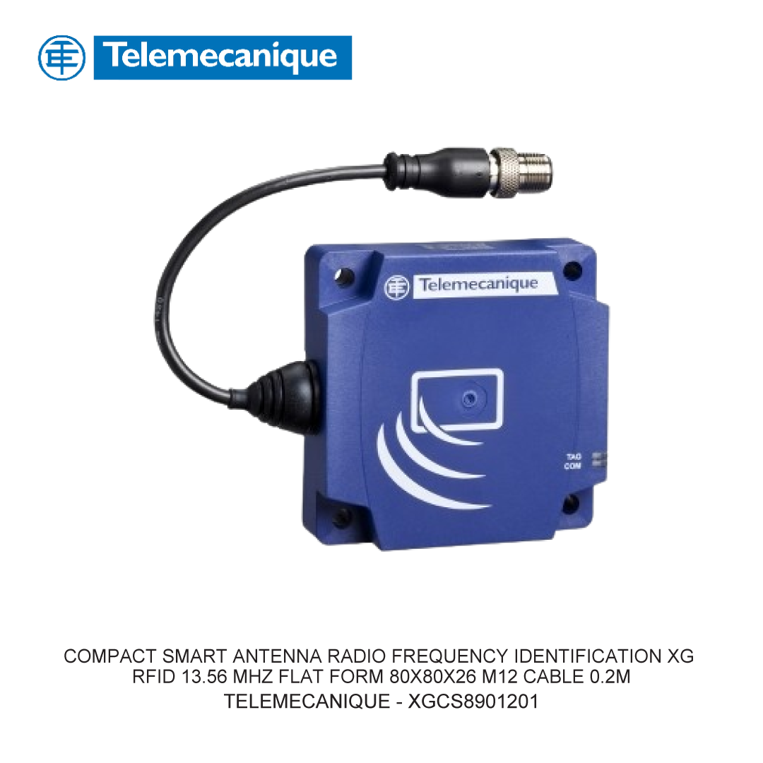 COMPACT SMART ANTENNA RADIO FREQUENCY IDENTIFICATION XG RFID 13.56 MHZ FLAT FORM 80X80X26 M12 CABLE 0.2M