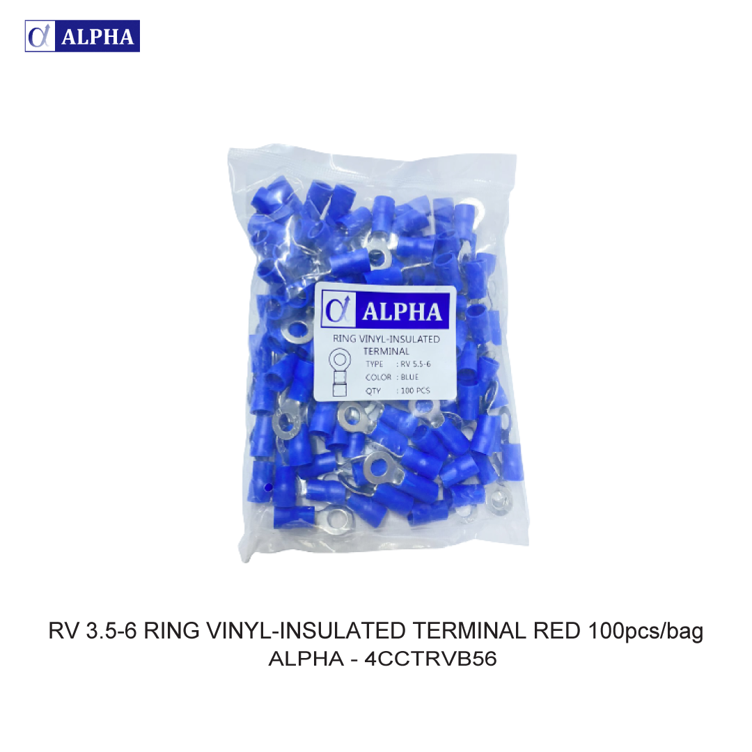 RV 5.5-6 RING VINYL-INSULATED TERMINAL BLUE 100pcs/bag