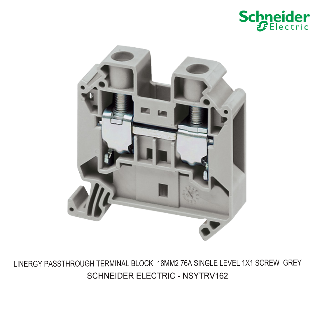 LINERGY PASSTHROUGH TERMINAL BLOCK  16MM2 76A SINGLE LEVEL 1X1 SCREW  GREY