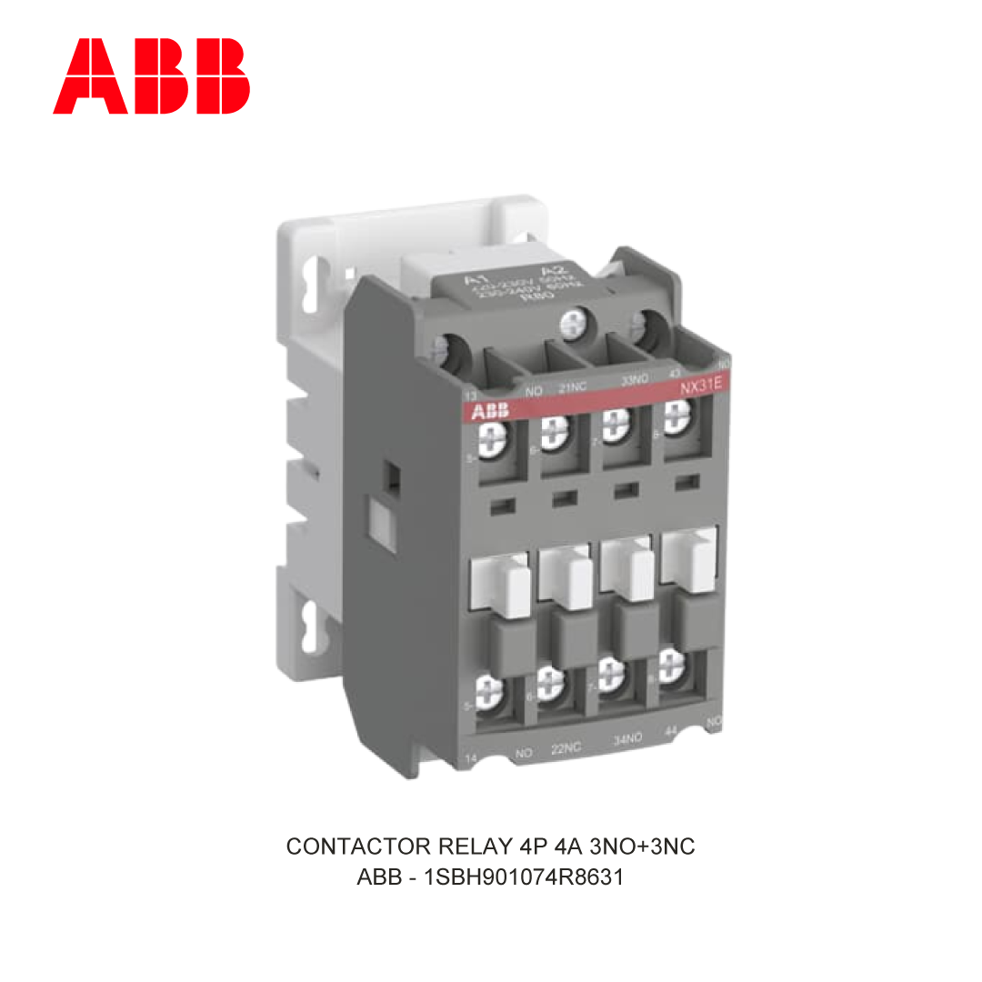 CONTACTOR RELAY 4P 4A AC-15 400-415V 220-230VAC 3NO+3NC