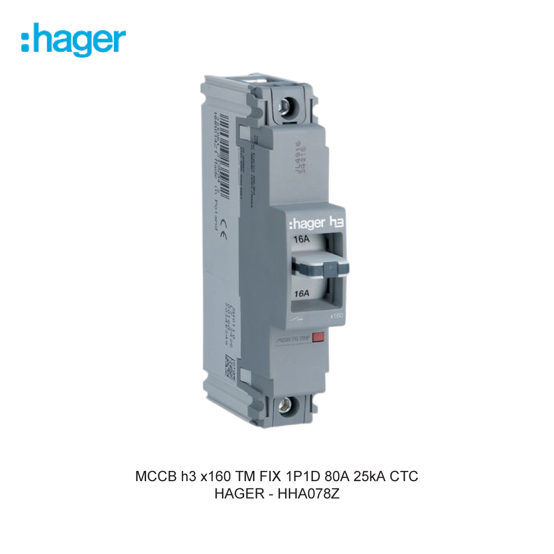 MCCB h3 x160 TM FIX 1P1D 80A 25kA CTC