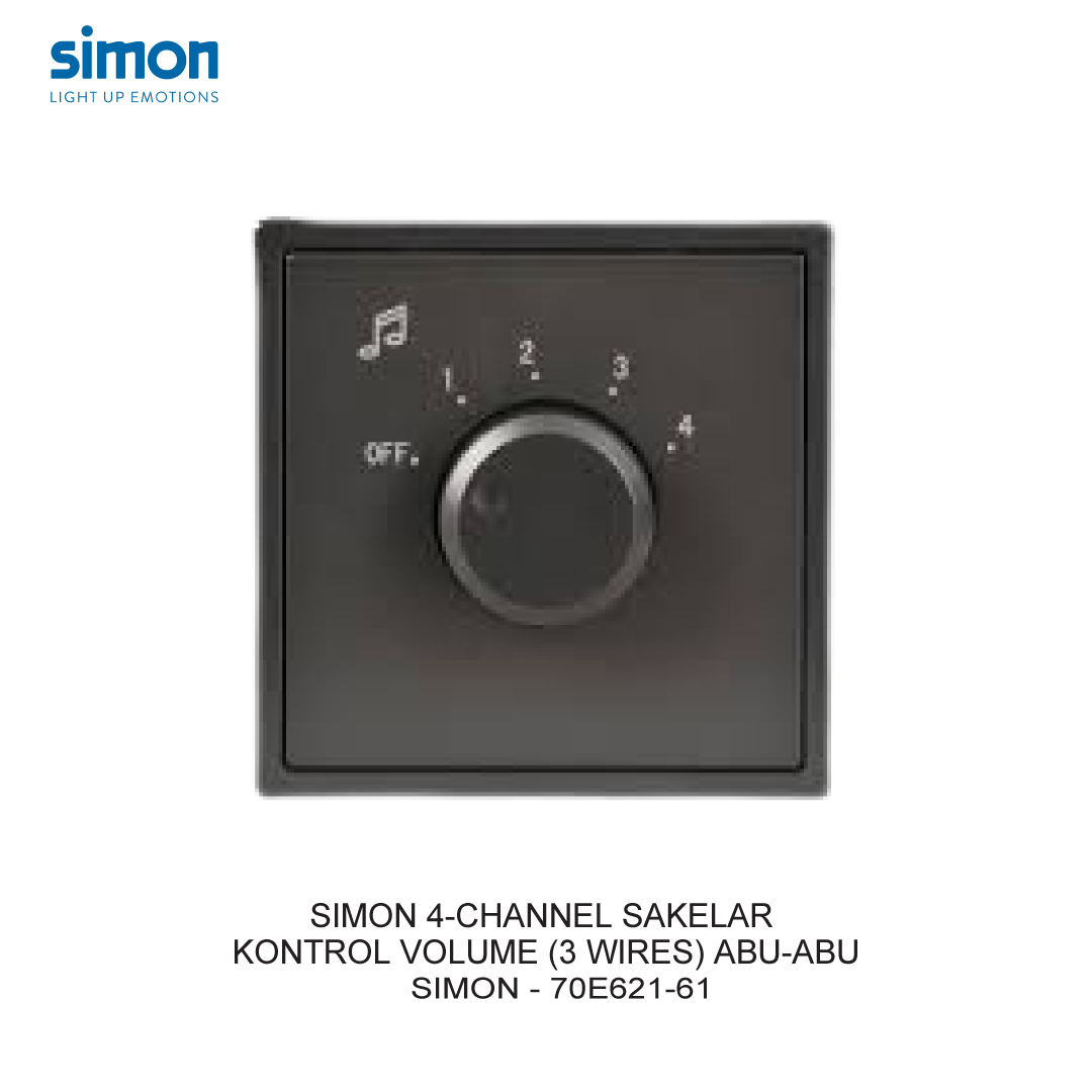SIMON i7 4-CHANNEL VOLUME CONTROL SWITCH (3 WIRES) GREY