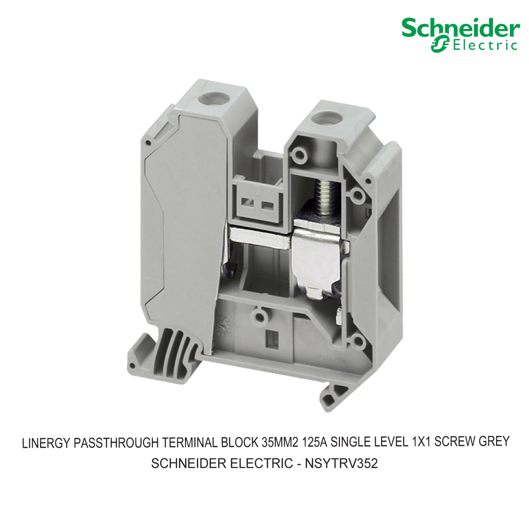 LINERGY PASSTHROUGH TERMINAL BLOCK 35MM2 125A SINGLE LEVEL 1X1 SCREW GREY