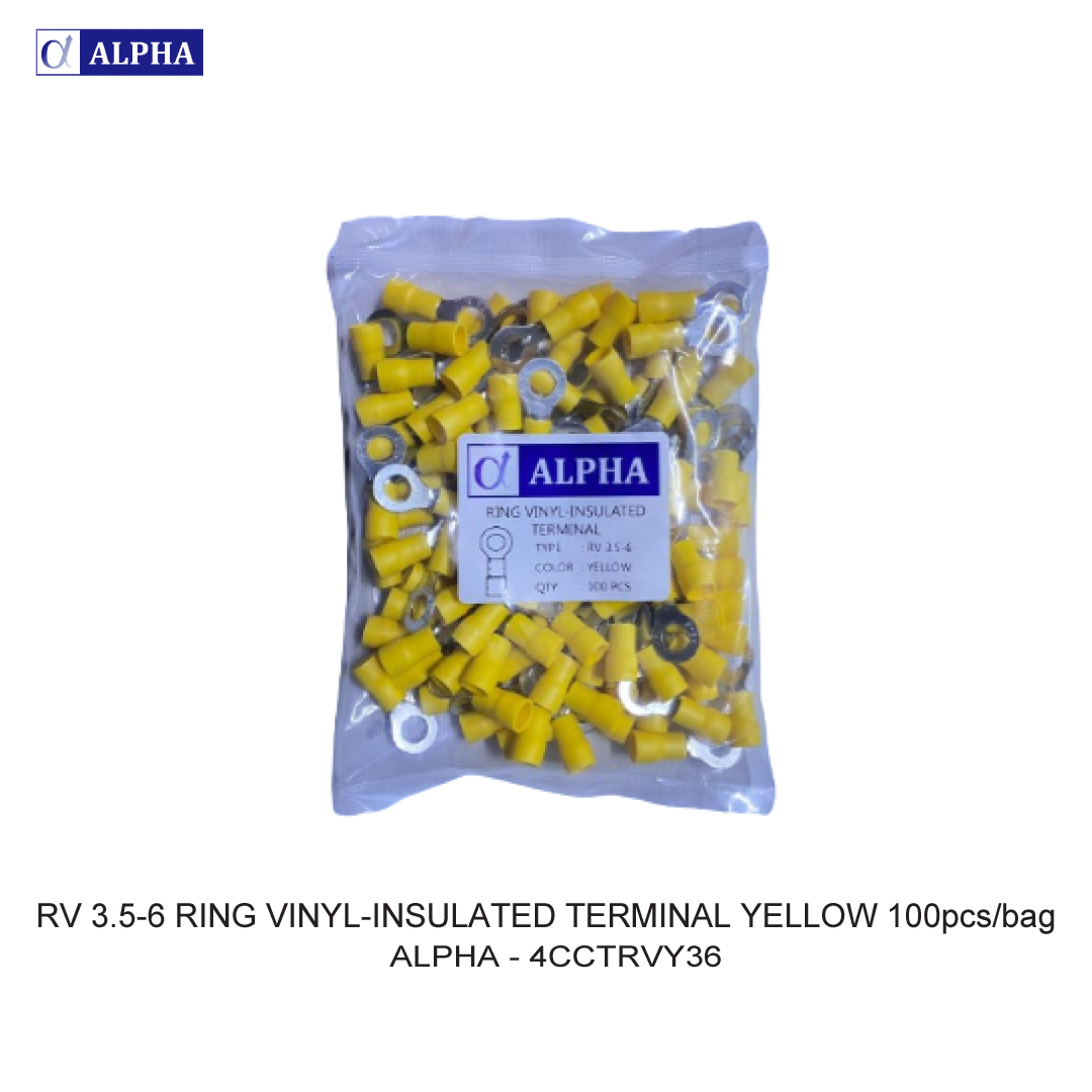 RV 3.5-6 RING VINYL-INSULATED TERMINAL YELLOW 100pcs/bag