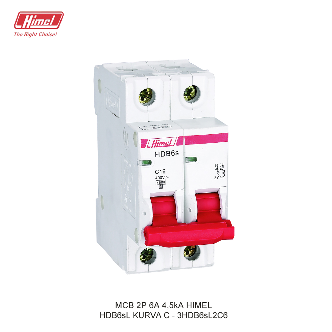MCB HIMEL HDB6sL C 2P 6A 4,5kA