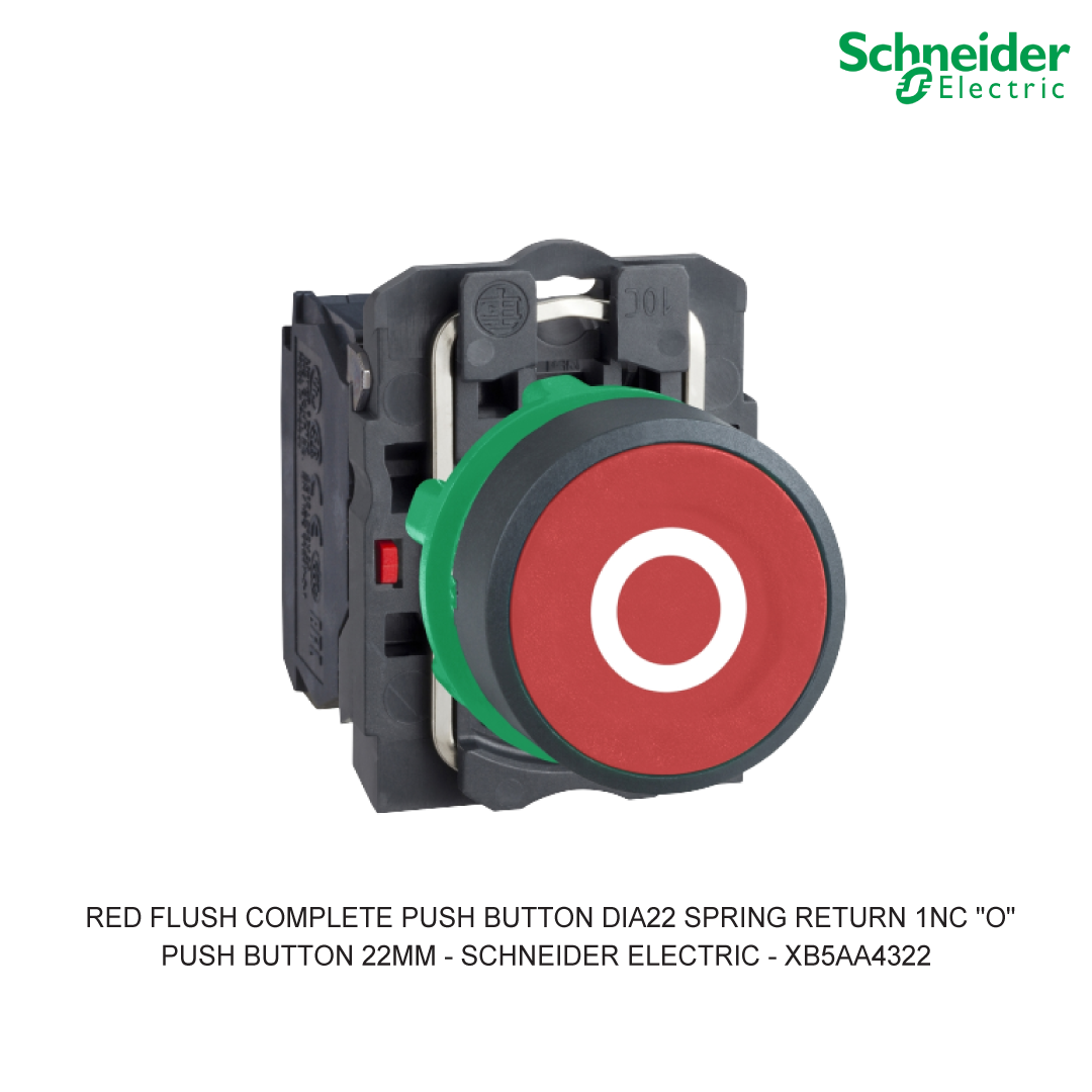 RED FLUSH COMPLETE PUSH BUTTON DIA22 SPRING RETURN 1NC