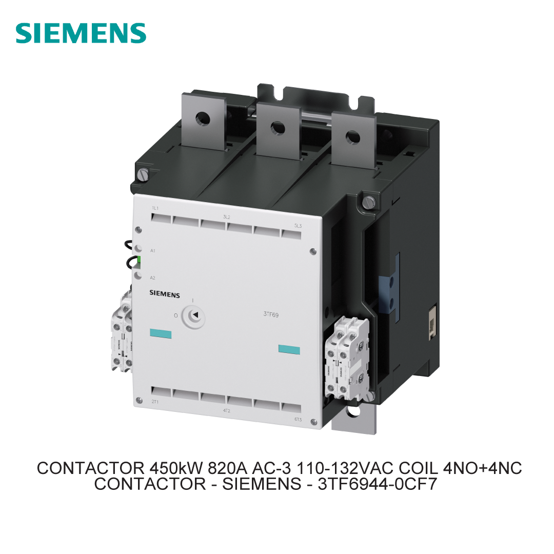 CONTACTOR 450kW 820A AC-3 110-132VAC COIL 4NO+4NC
