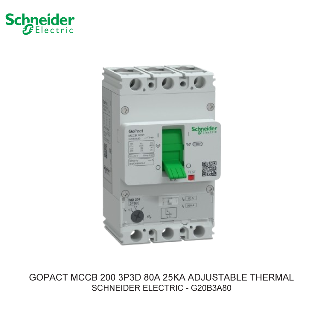 GOPACT MCCB 3P3D 80A 25KA ADJUSTABLE THERMAL