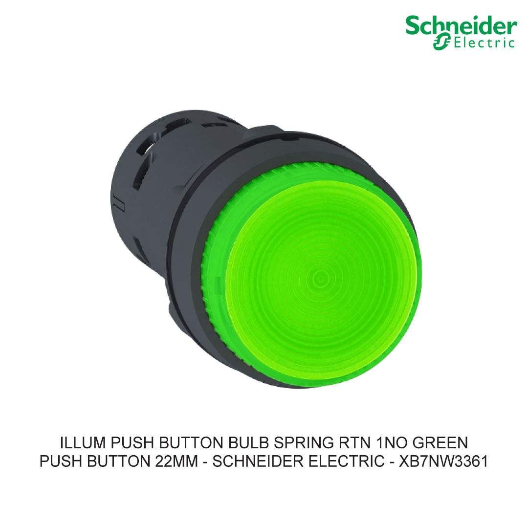 ILLUM PUSH BUTTON BULB SPRING RTN 1NO GREEN