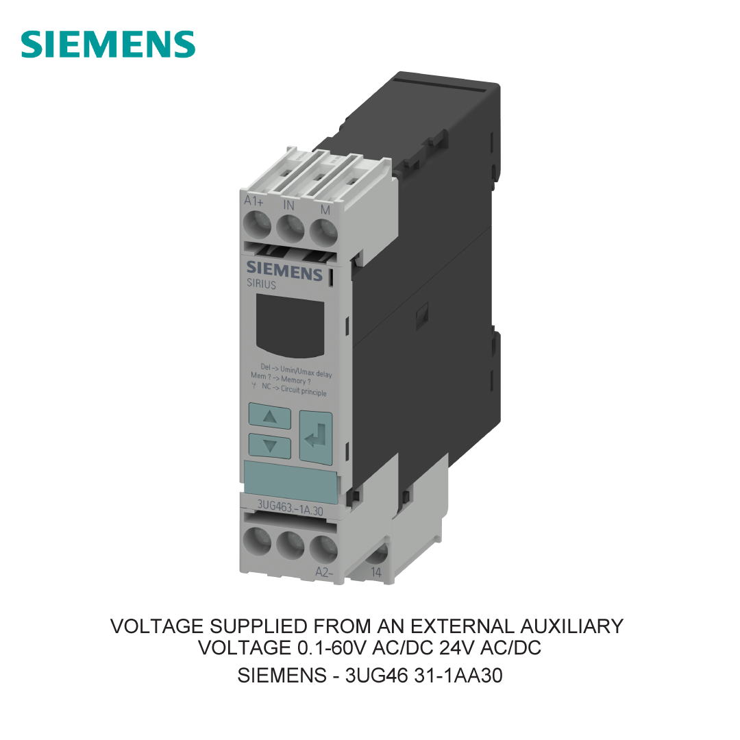 VOLTAGE SUPPLIED FROM AN EXTERNAL AUXILIARY VOLTAGE 0.1-60V AC/DC 24V AC/DC