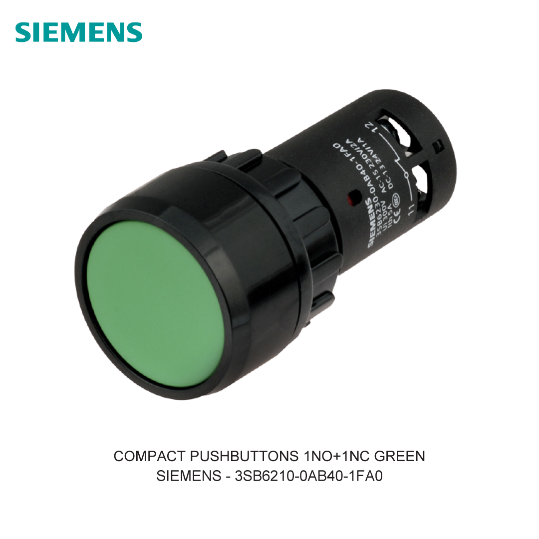 COMPACT PUSHBUTTONS 1NO+1NC GREEN