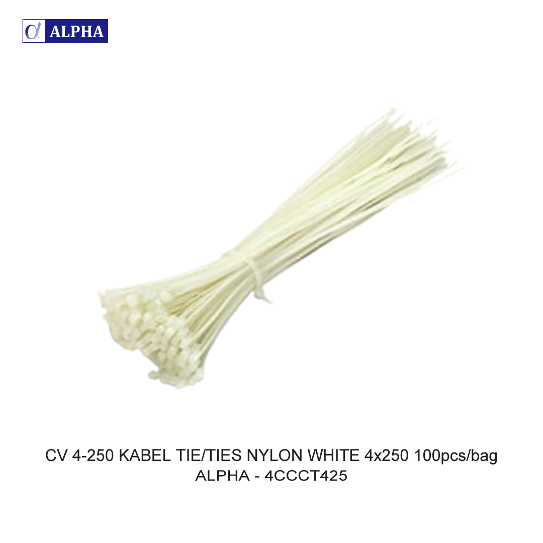 CV 4-250 CABLE TIE/TIES NYLON WHITE 4x250 100pcs/bag