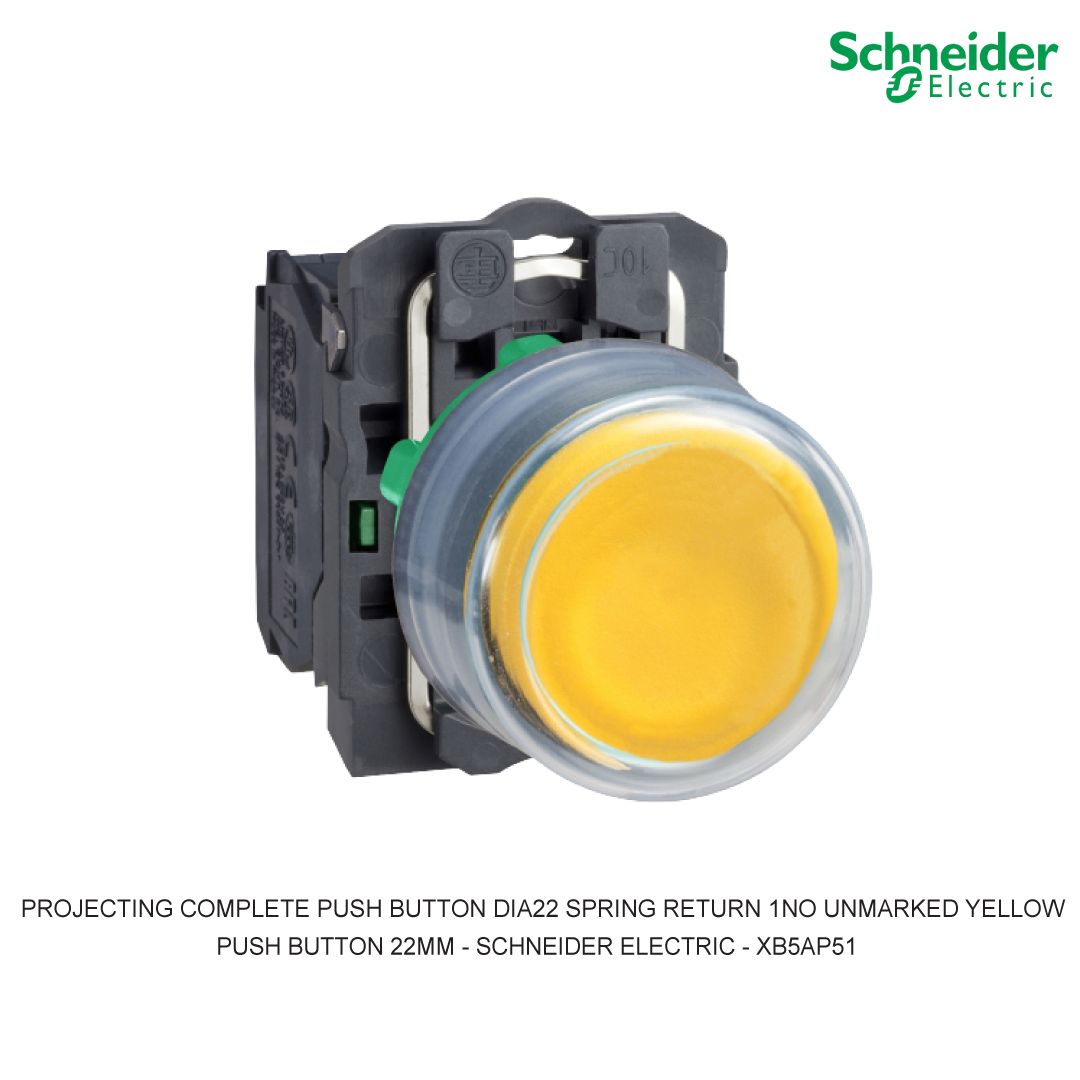 PROJECTING COMPLETE PUSH BUTTON DIA22 SPRING RETURN 1NO UNMARKED YELLOW