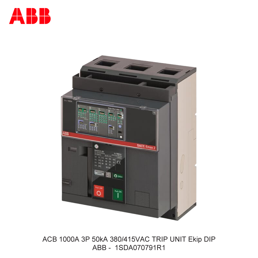 ACB 1000A 3P 50kA 380/415VAC TRIP UNIT Ekip DIP ABB