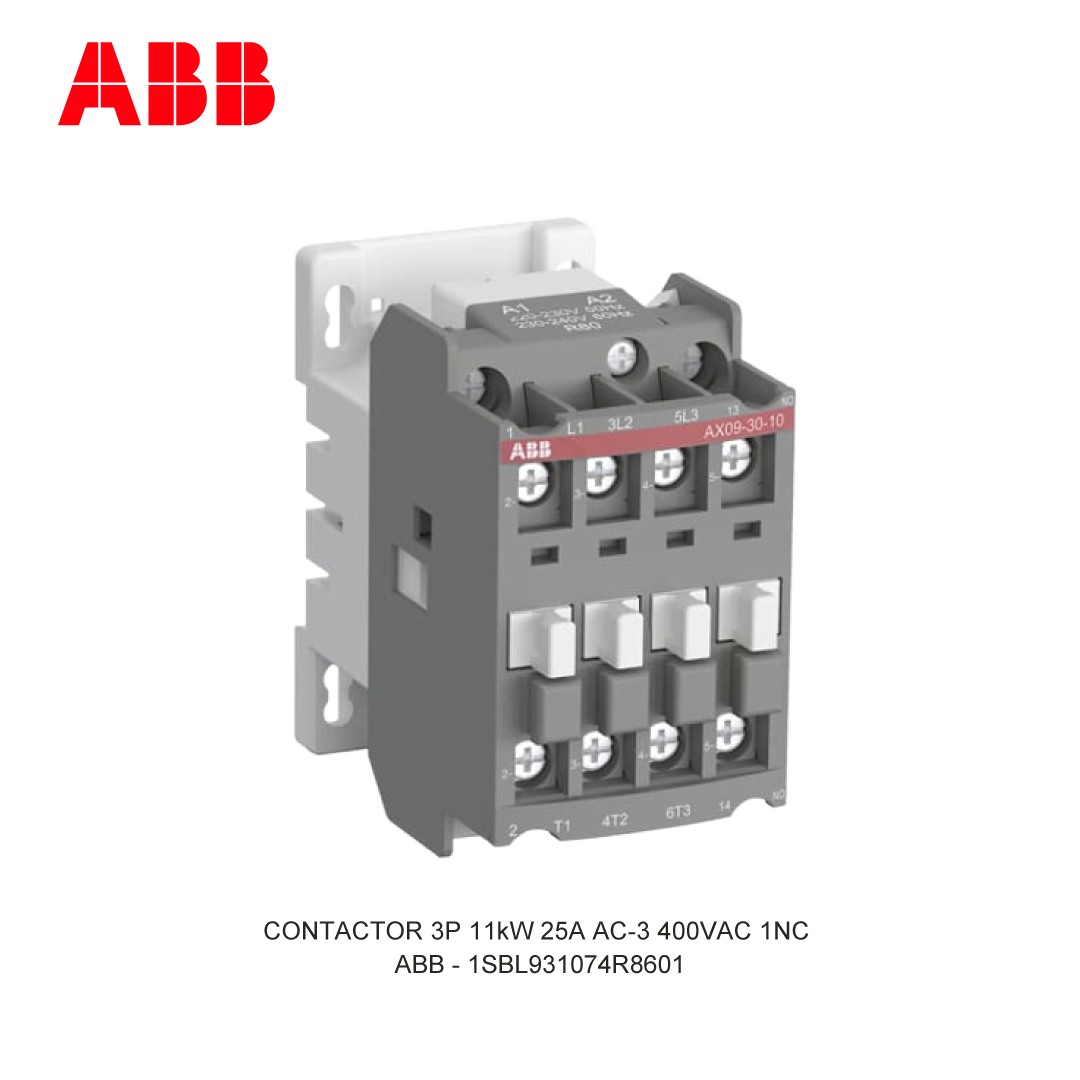 CONTACTOR 3P 11kW 25A AC-3 400-415V COIL 400VAC 1NC