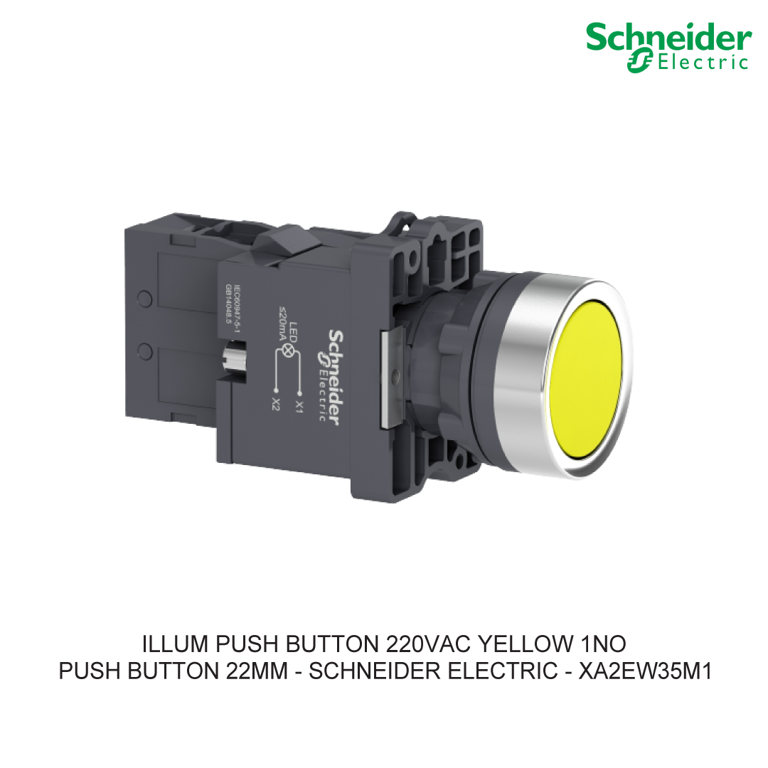 ILLUM PUSH BUTTON 220VAC YELLOW 1NO