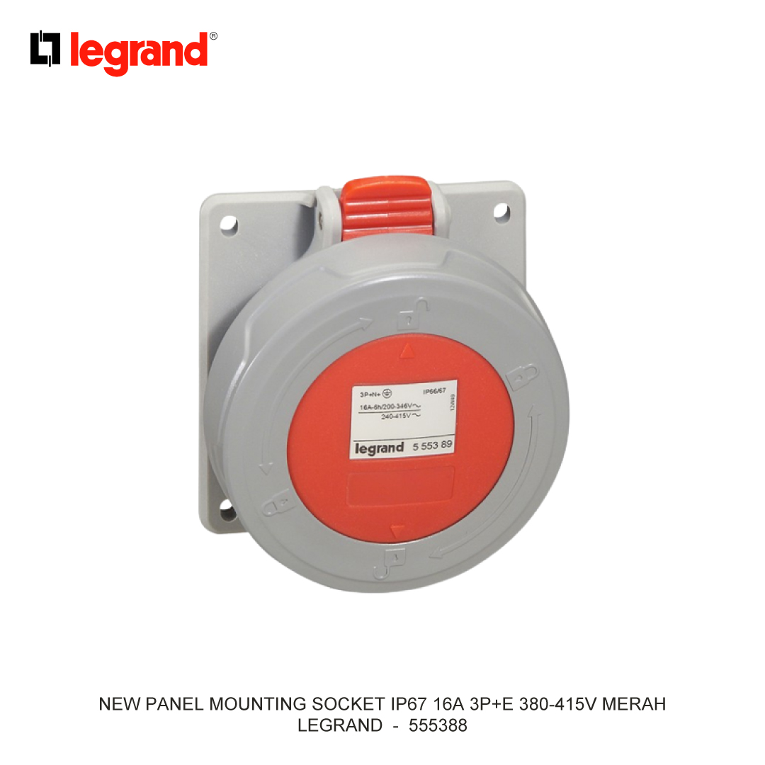 NEW PANEL MOUNTING SOCKET IP67 16A 3P+E 380-415V RED