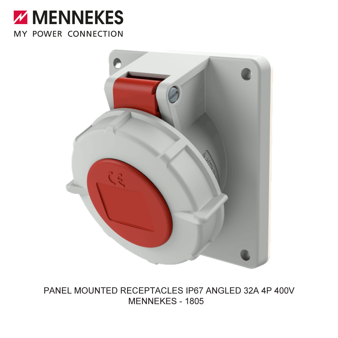 PANEL MOUNTED RECEPTACLES IP67 ANGLED 32A 4P 400V
