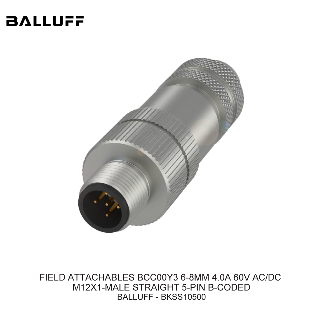 FIELD ATTACHABLES BCC00Y3 6-8MM 4.0A 60V AC/DC M12X1-MALE STRAIGHT 5-PIN B-CODED