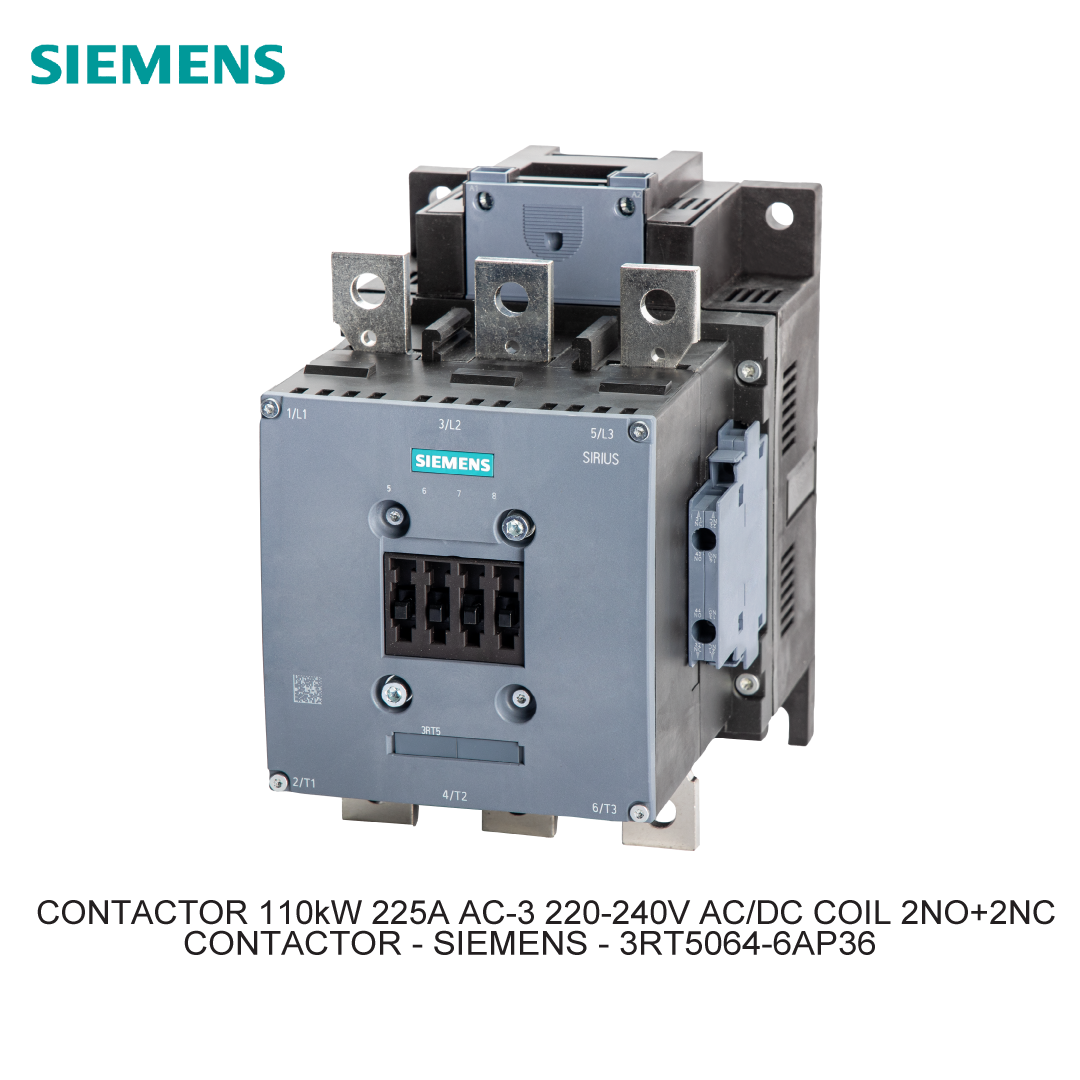 CONTACTOR 110kW 225A AC-3 220-240V AC/DC COIL 2NO+2NC