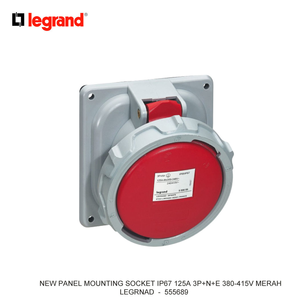 NEW PANEL MOUNTING SOCKET IP67 125A 3P+N+E 380-415V RED