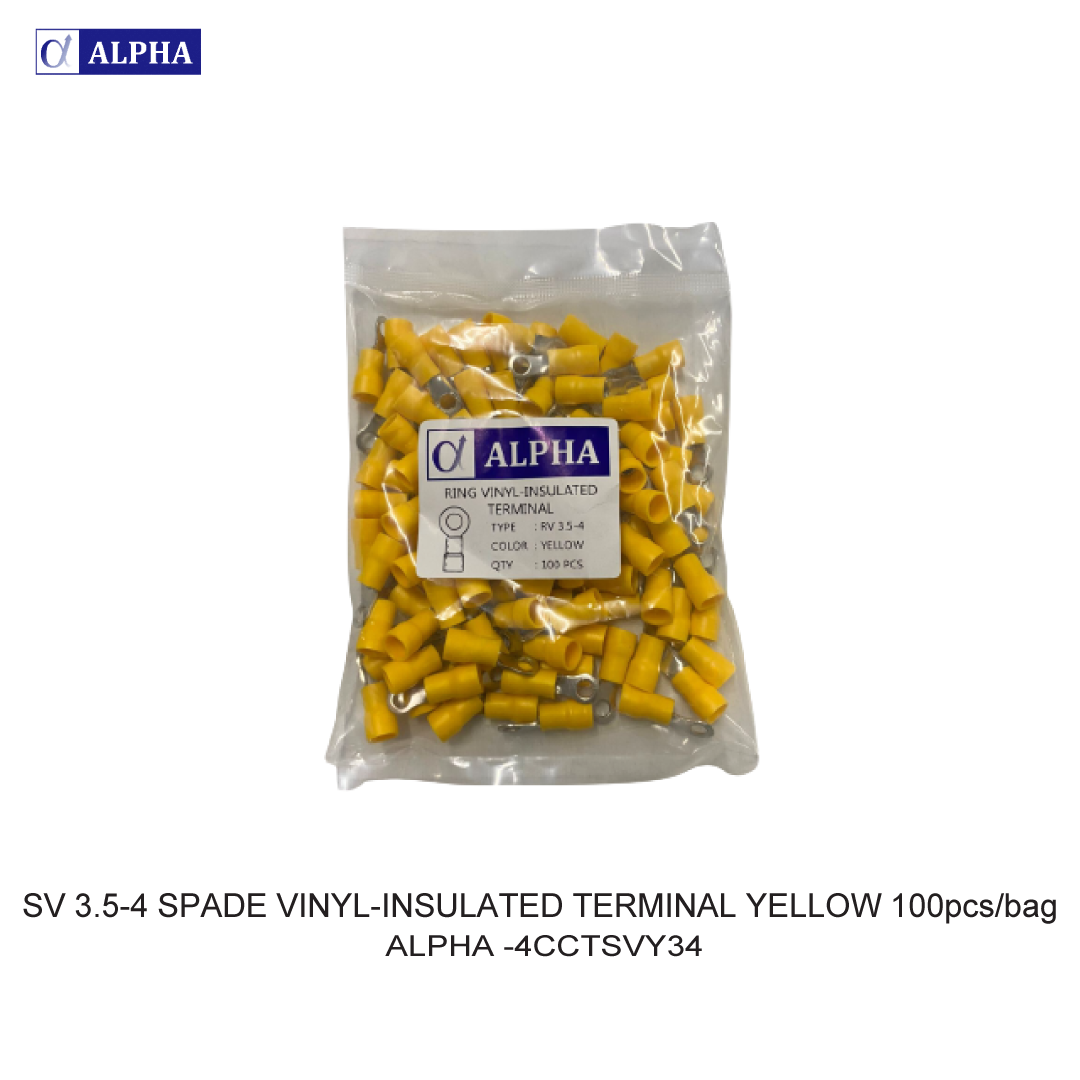SV 3.5-4 SPADE VINYL-INSULATED TERMINAL YELLOW 100pcs/bag