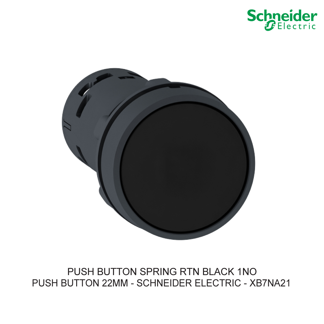 PUSH BUTTON SPRING RTN BLACK 1NO