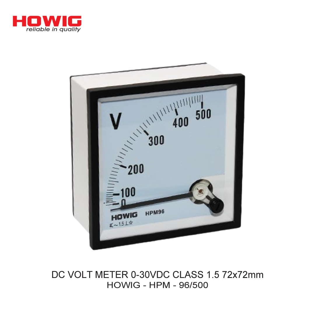 AC VOLT METER 0-500VAC CLASS 1.5 96x96mm