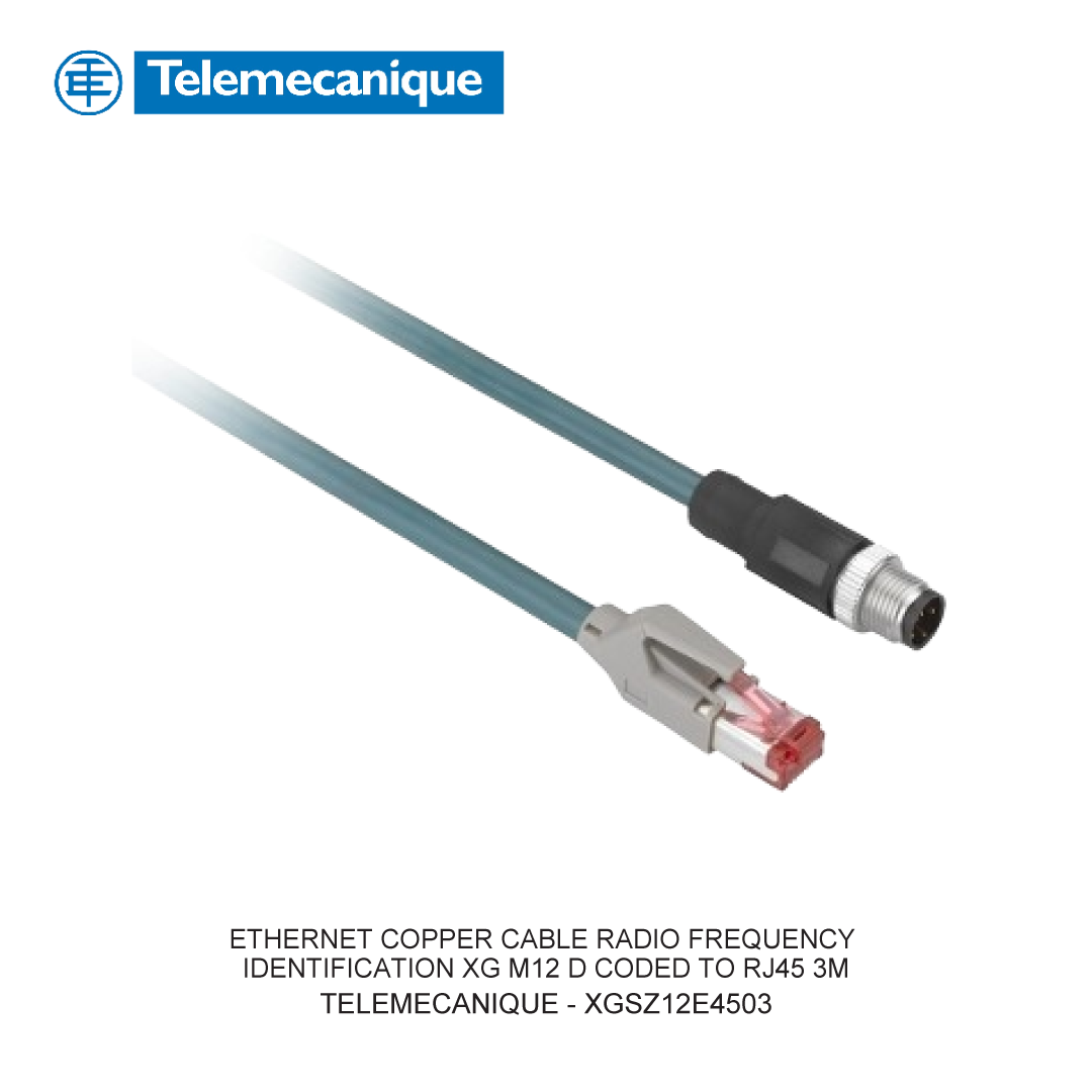 ETHERNET COPPER CABLE RADIO FREQUENCY IDENTIFICATION XG M12 D CODED TO RJ45 3M