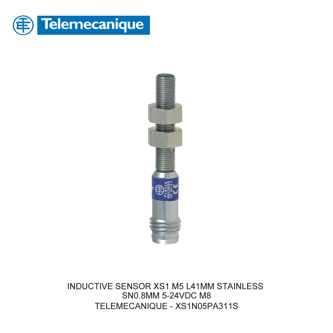 INDUCTIVE SENSOR XS1 M5 L41MM STAINLESS SN0.8MM 5-24VDC M8