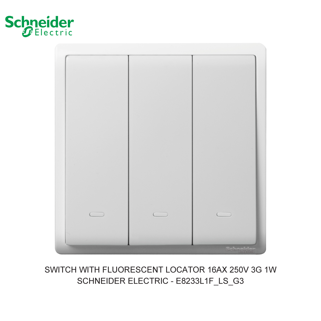 SWITCH WITH FLUORESCENT LOCATOR 16AX 250V 3G 1W