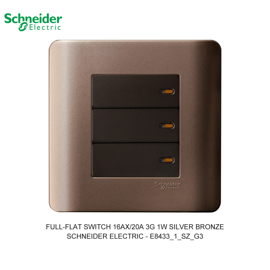 FULL-FLAT SWITCH 16AX/20A 3G 1W SILVER BRONZE