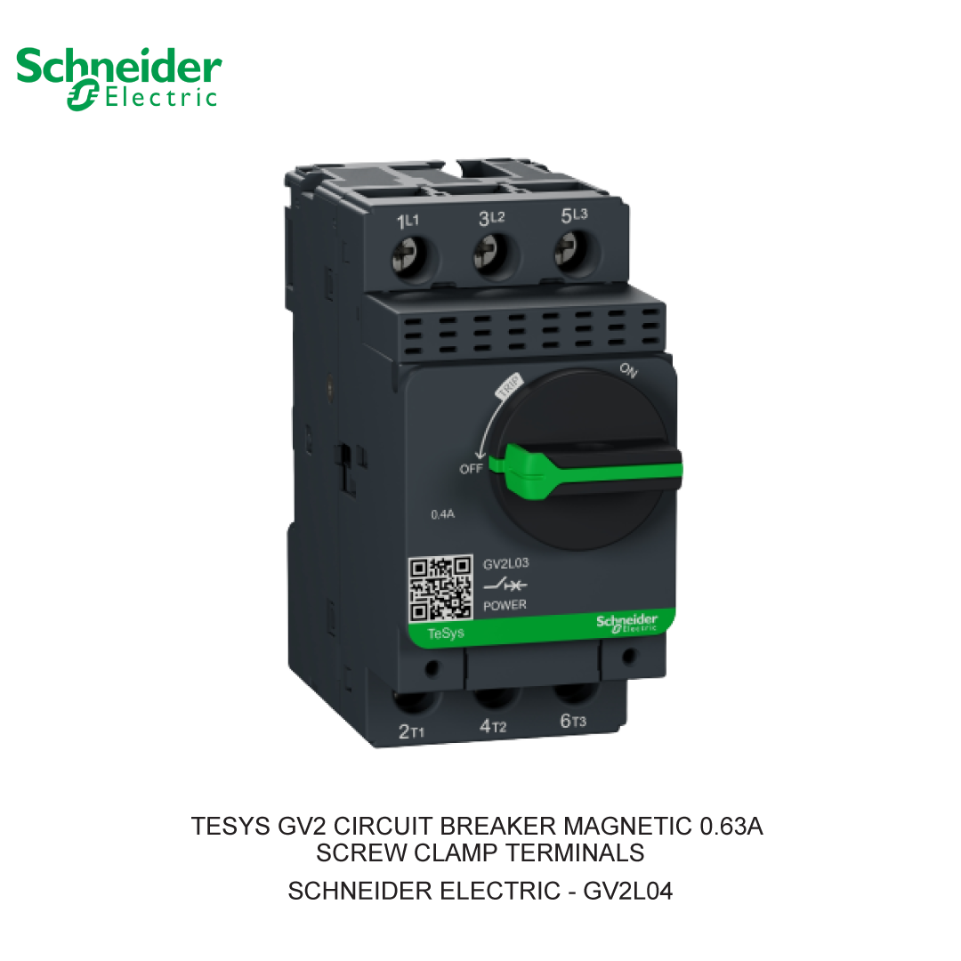 TESYS GV2 CIRCUIT BREAKER MAGNETIC 0.63A SCREW CLAMP TERMINALS
