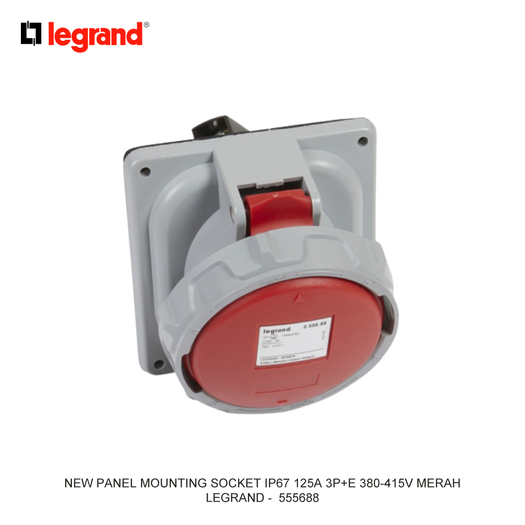 NEW PANEL MOUNTING SOCKET IP67 125A 3P+E 380-415V RED