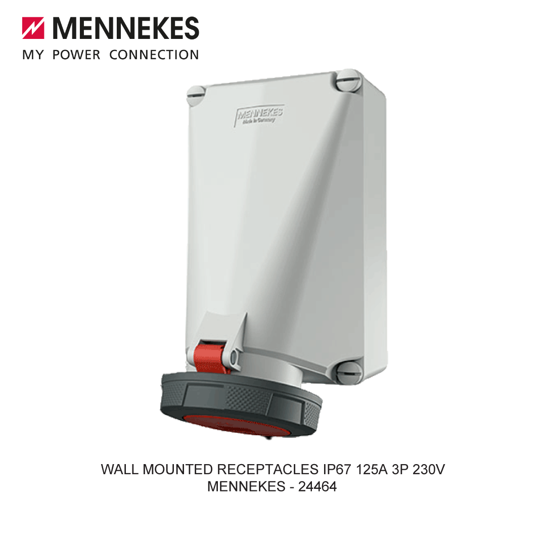WALL MOUNTED RECEPTACLES IP67 125A 3P 230V