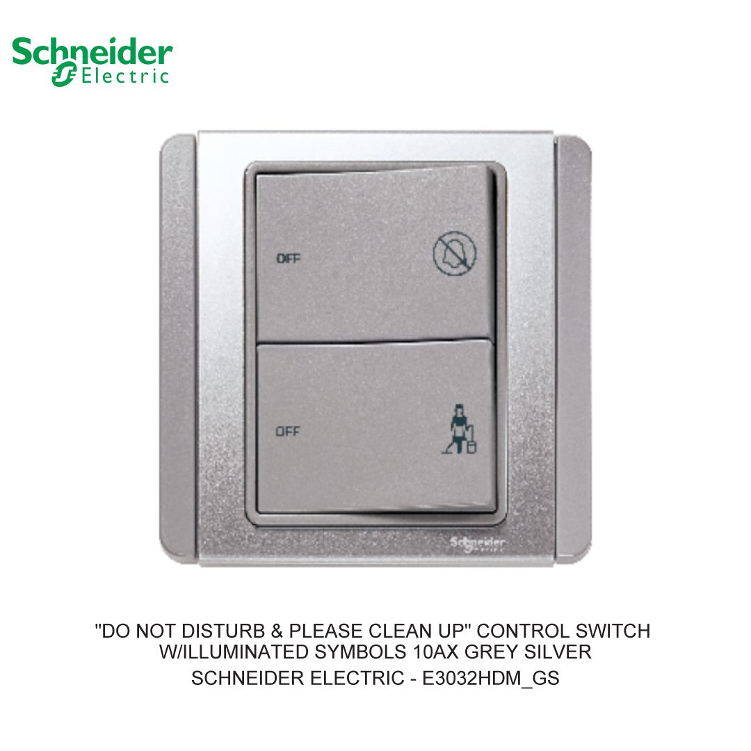 "DO NOT DISTURB & PLEASE CLEAN UP" CONTROL SWITCH W/ILLUMINATED SYMBOLS 10AX GREY SILVER