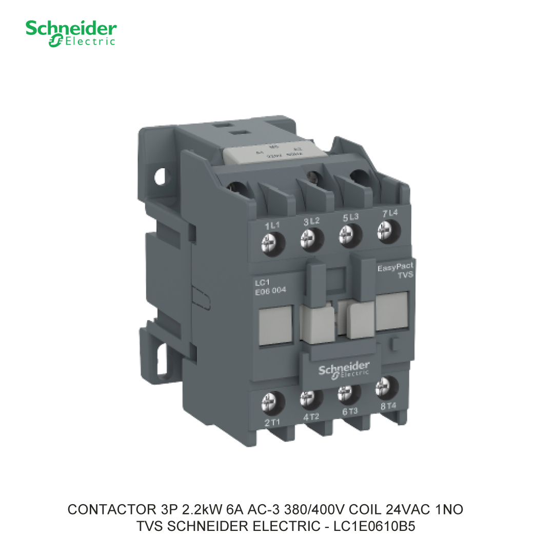 CONTACTOR 3P 2.2kW 6A AC-3 380/400V COIL 24VAC 1NO