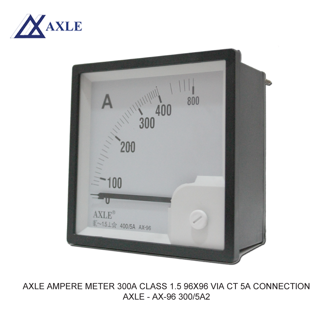 AXLE AMPERE METER 300A CLASS 1.5 96X96 VIA CT 5A CONNECTION