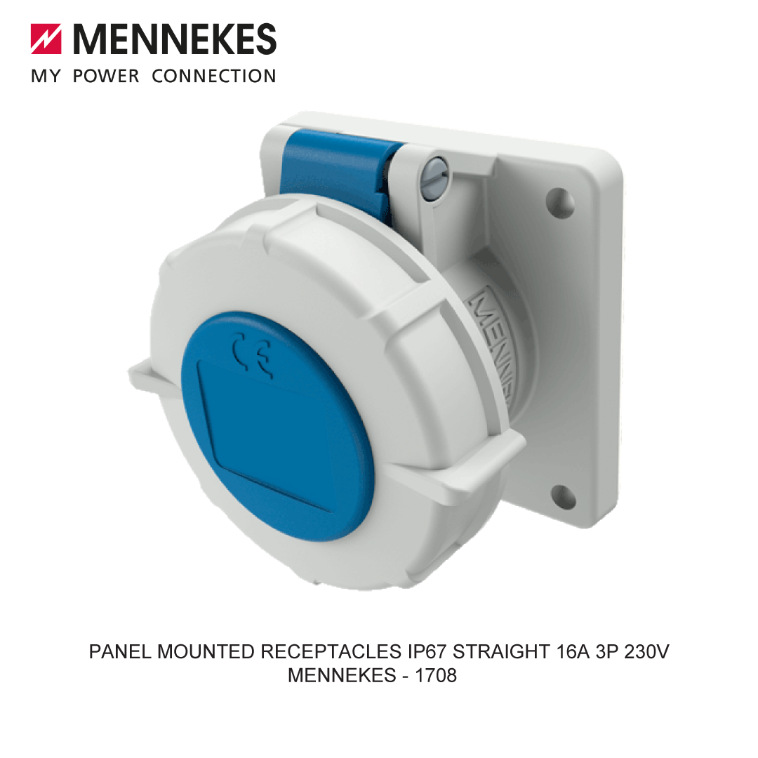 PANEL MOUNTED RECEPTACLES IP67 STRAIGHT 16A 3P 230V