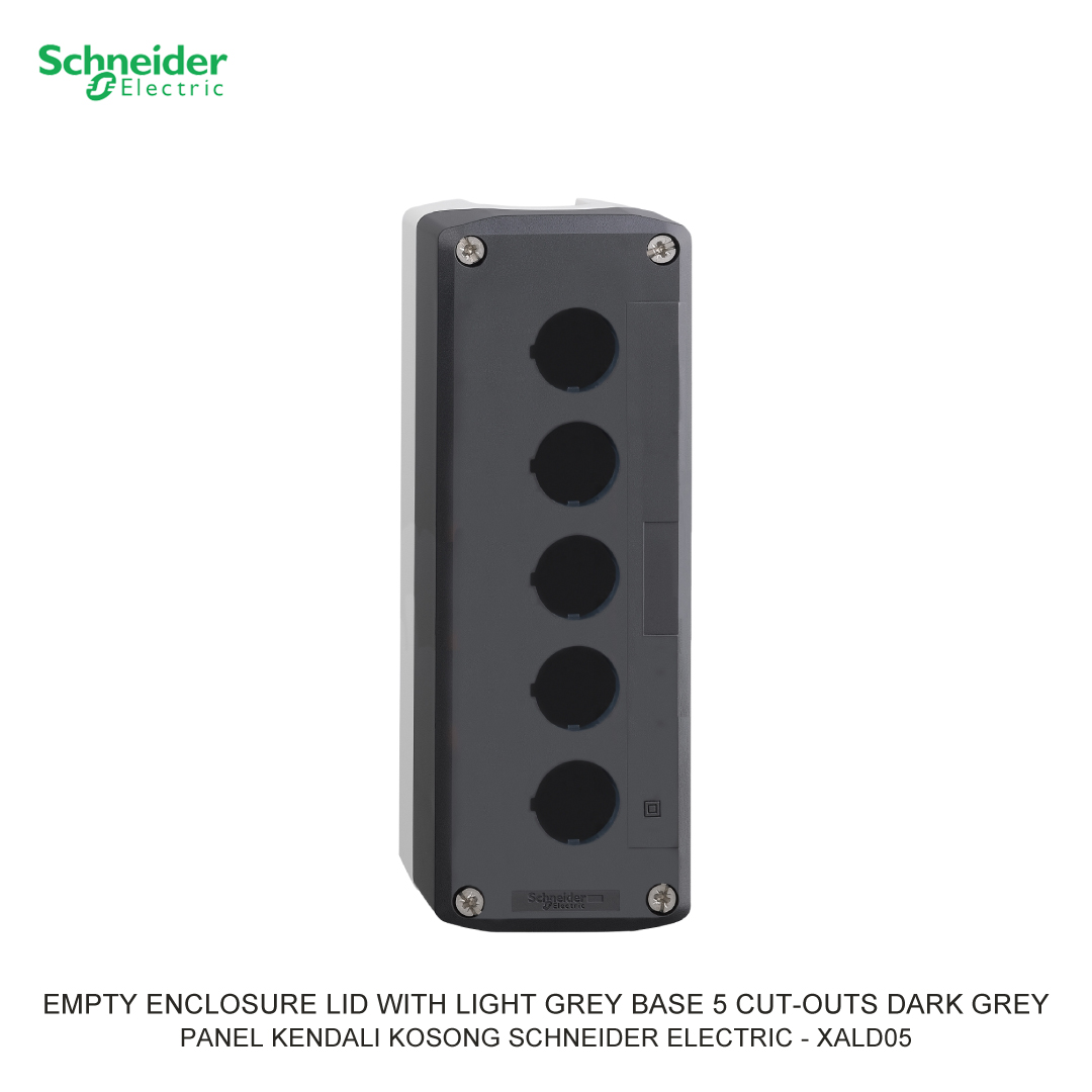 EMPTY ENCLOSURE LID WITH LIGHT GREY BASE 5 CUT-OUTS DARK GREY