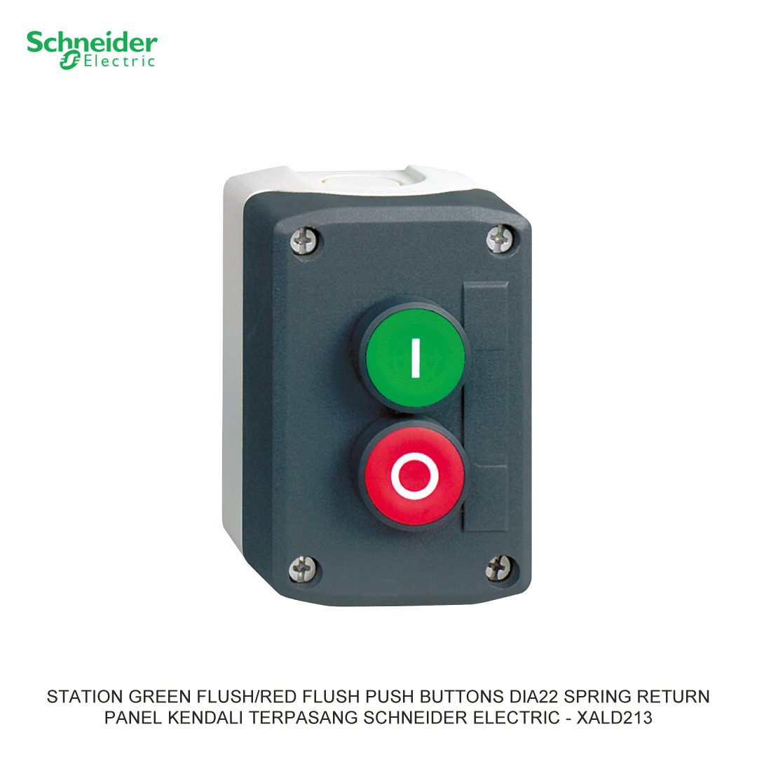 STATION GREEN FLUSH/RED FLUSH PUSH BUTTONS DIA22 SPRING RETURN DARK GREY